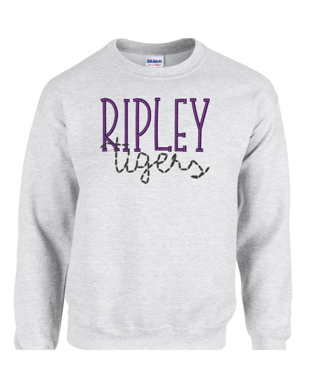 RIPLEY Tigers Embroidered Ash Grey Crew Neck Sweater
