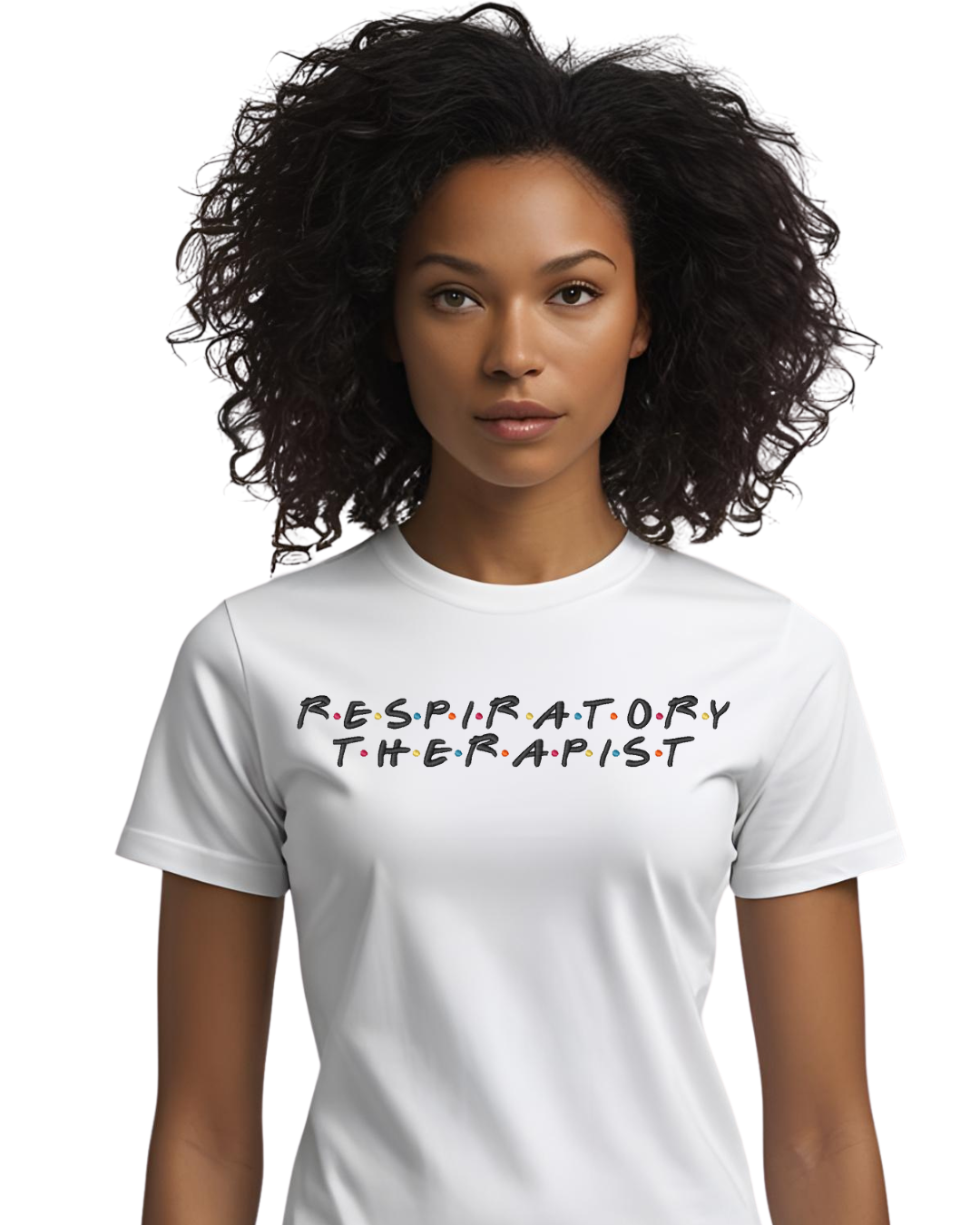 Respiratory Therapist Embroidered Shirt with Friends Style Font