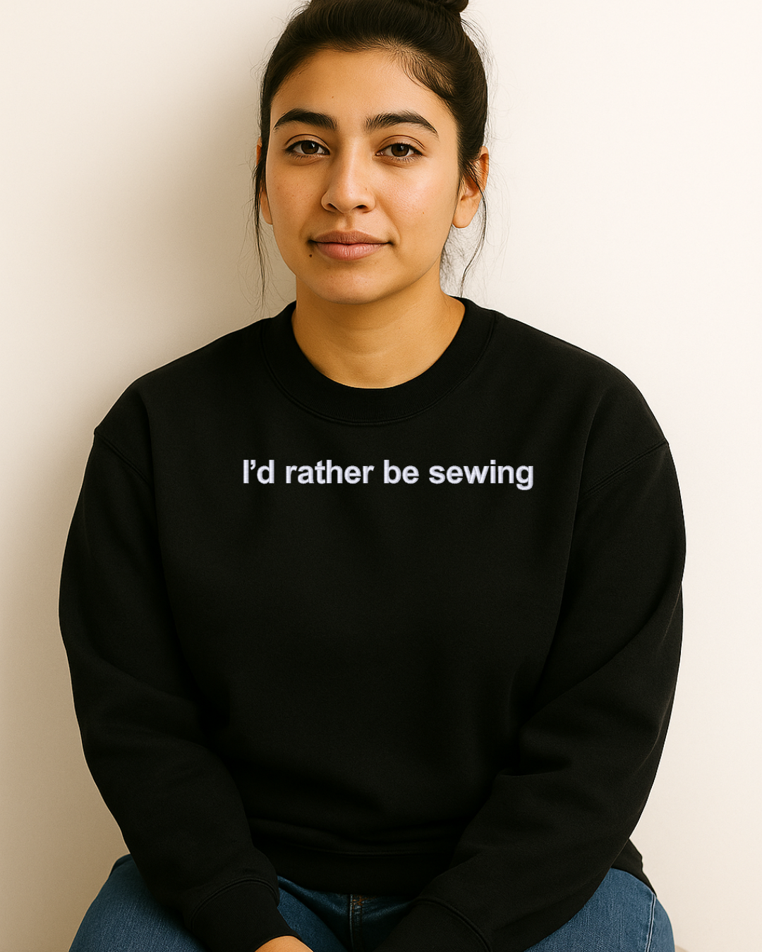 "I'd rather be sewing" EMBROIDERED sweater