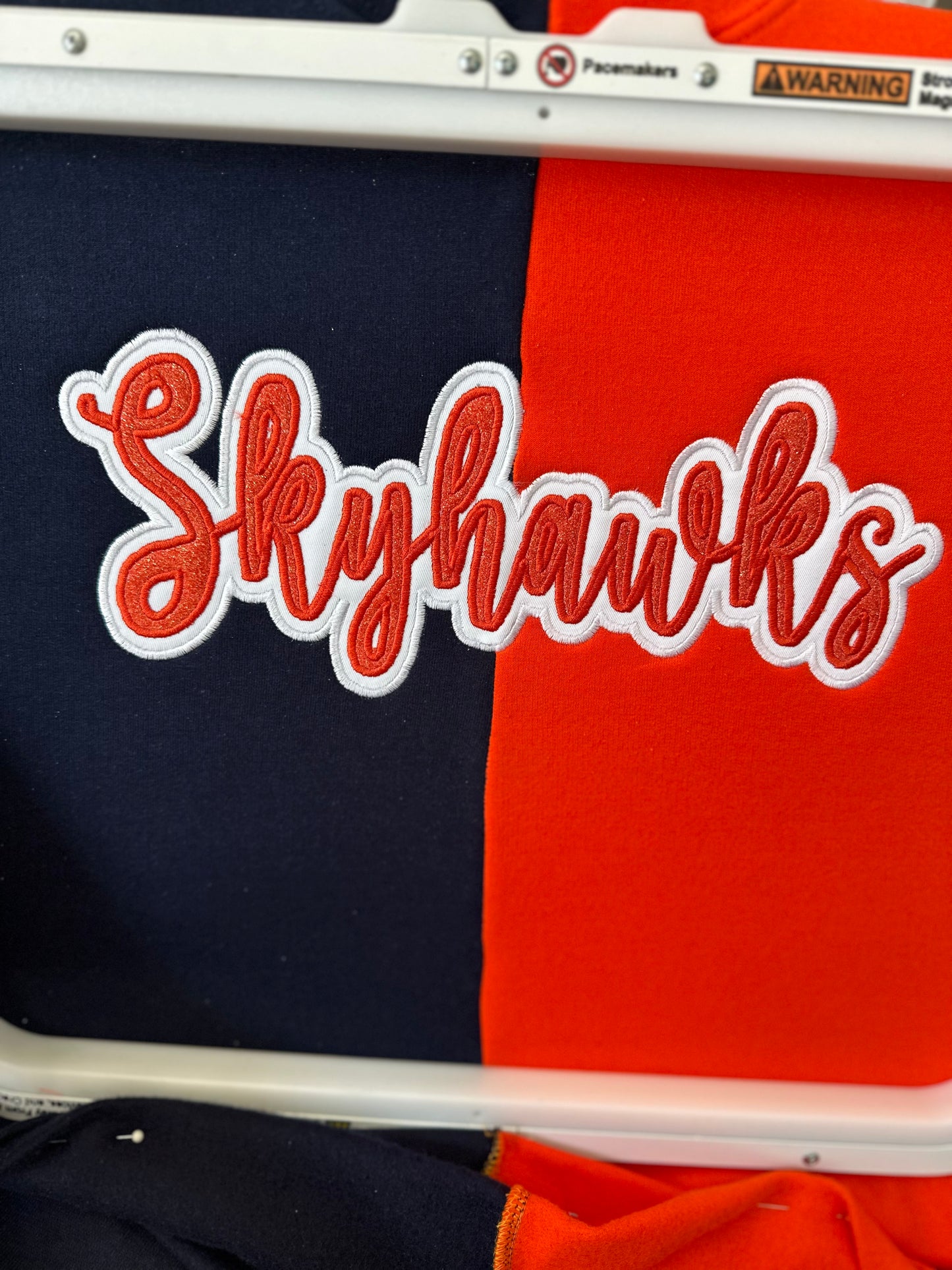 Skyhawks Split Two Tone Orange and Navy Sweater for Her w/Free Shipping