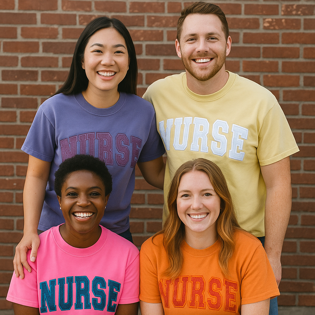 Embroidered Glitter "NURSE" Comfort Color Shirt