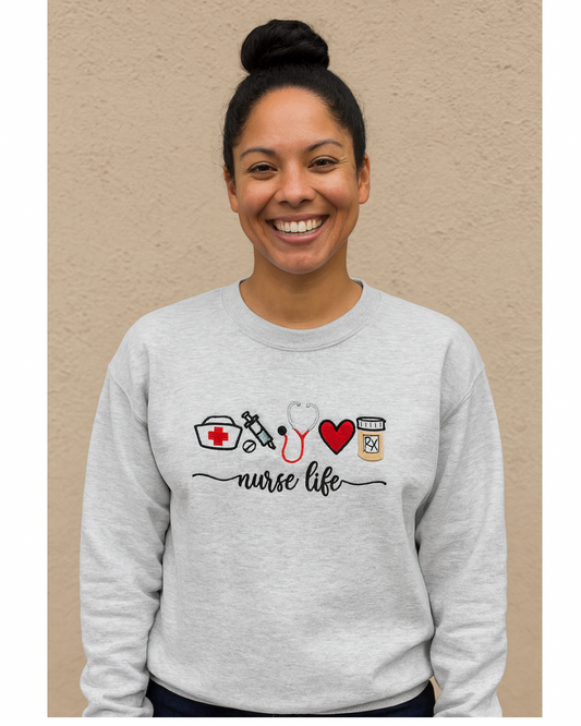 Nurse Life Embroidered Icon Sweater