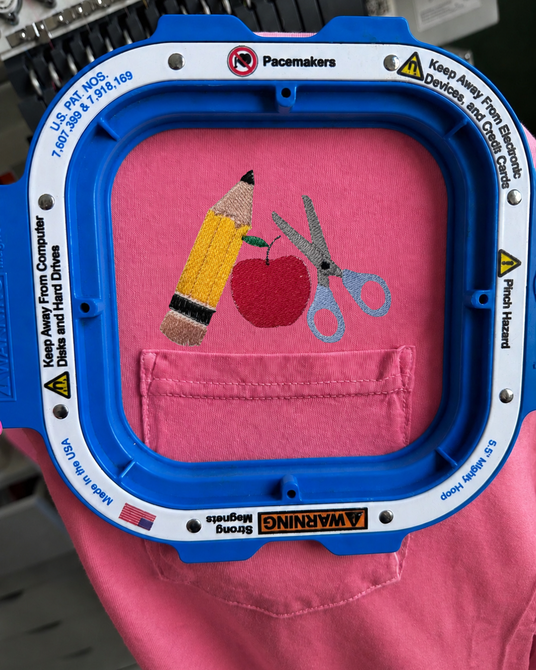 Long Sleeve | Back To School Embroidered | Pencil Apple Scissors Comfort Colors Shirt