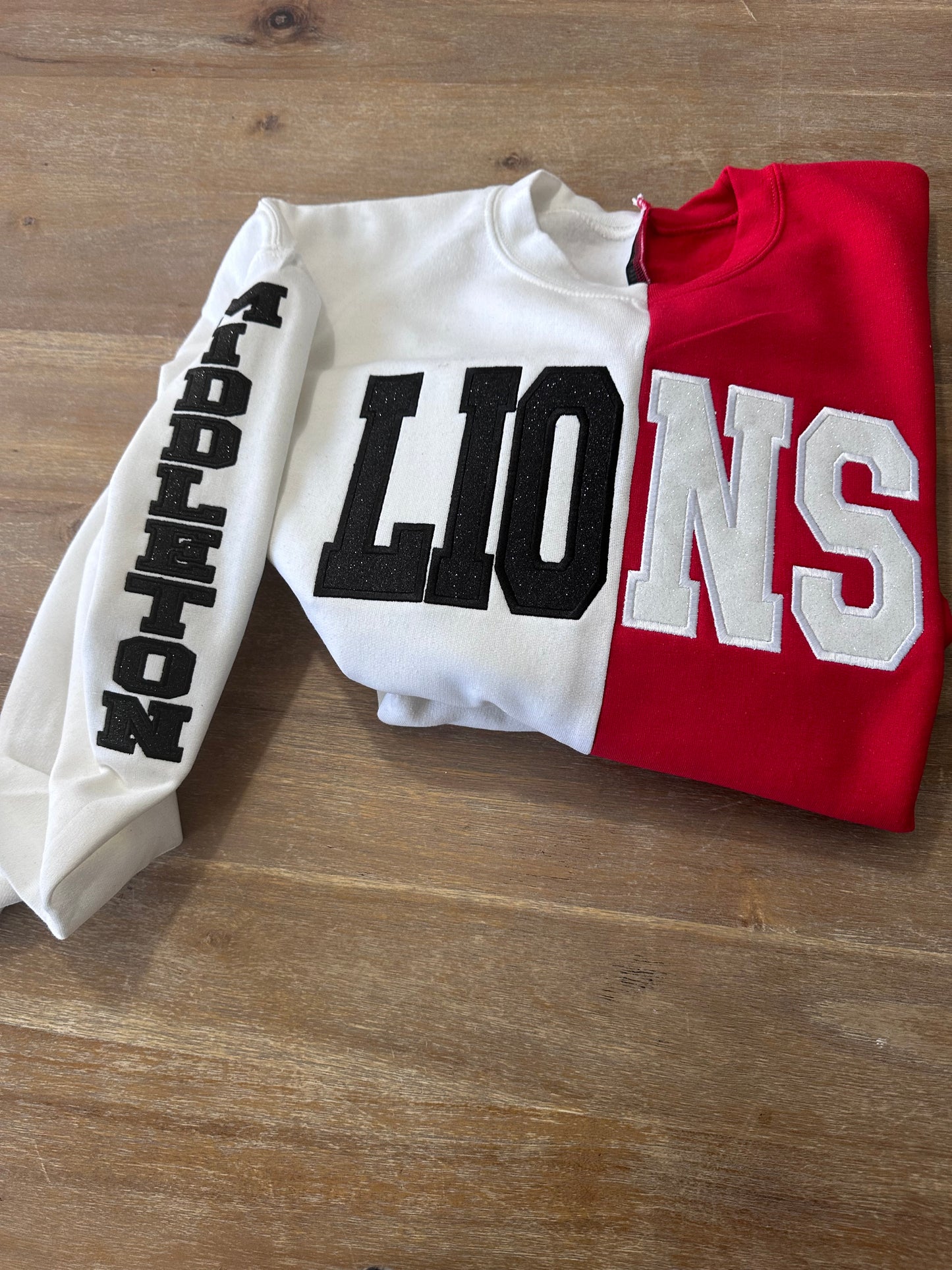 Custom Two Tone Split Embroidered Mascot Sweatshirt