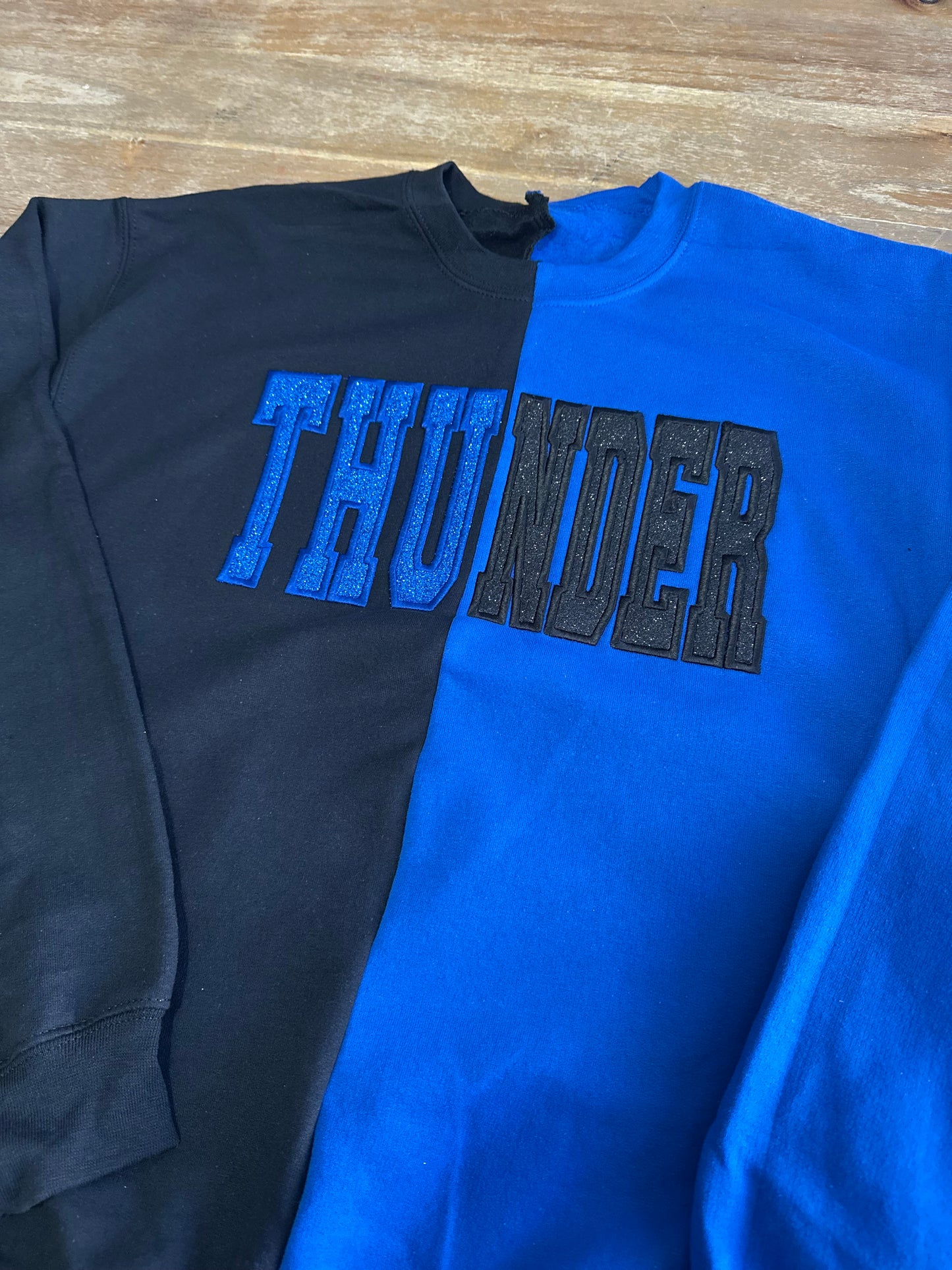 Custom Two Tone Split Embroidered Mascot Sweatshirt