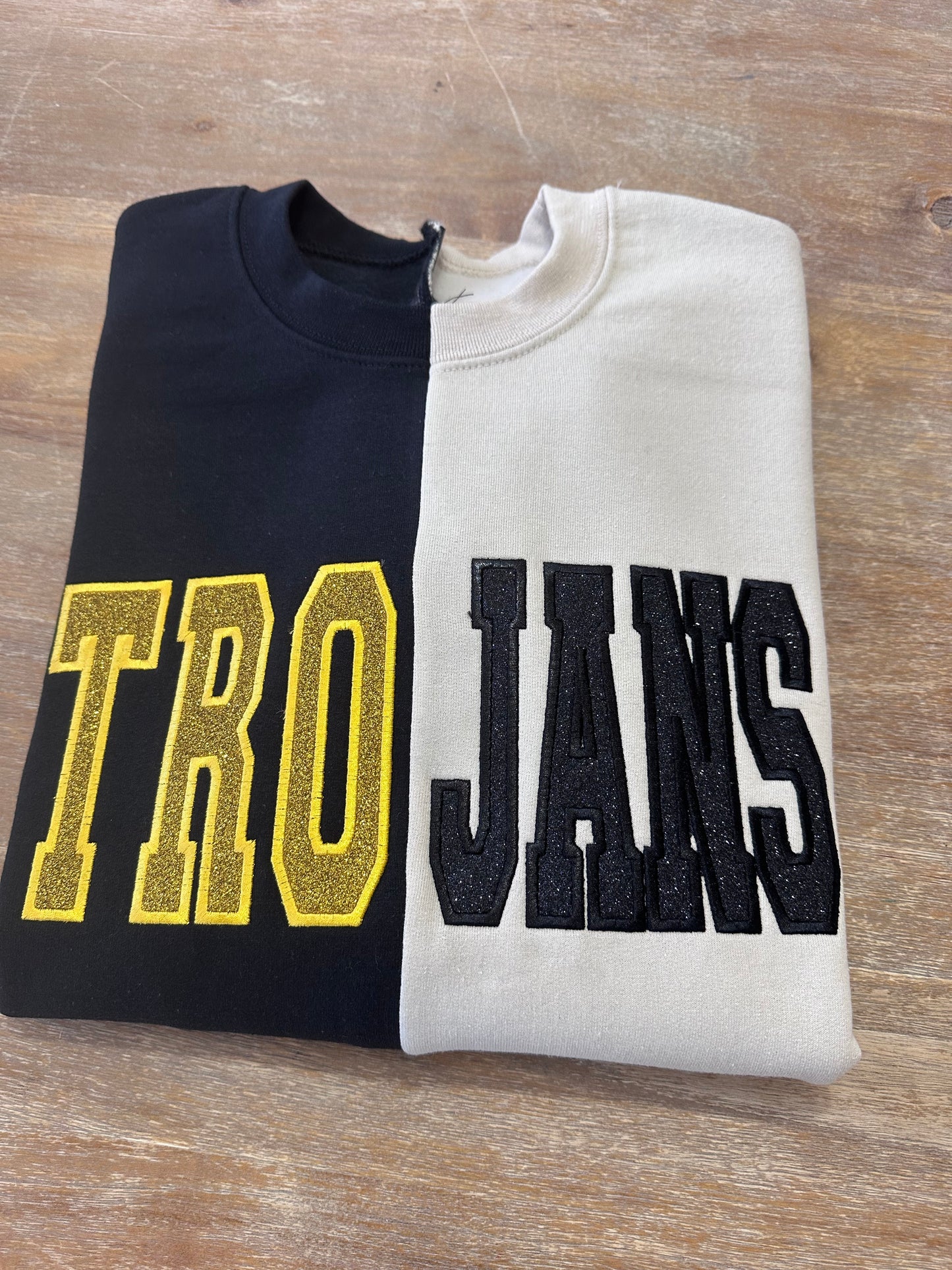 Custom Two Tone Split Embroidered Mascot Sweatshirt