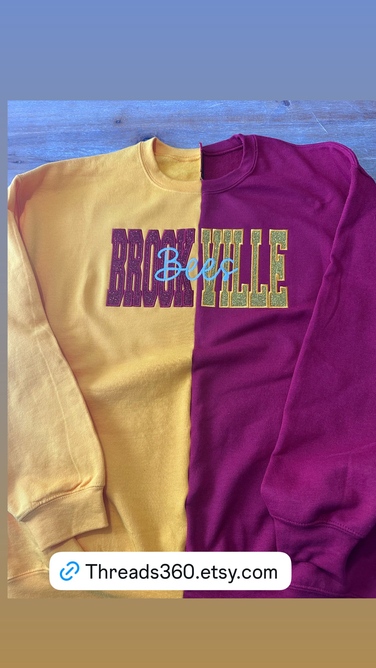 Custom Two Tone Split Embroidered Mascot Sweatshirt