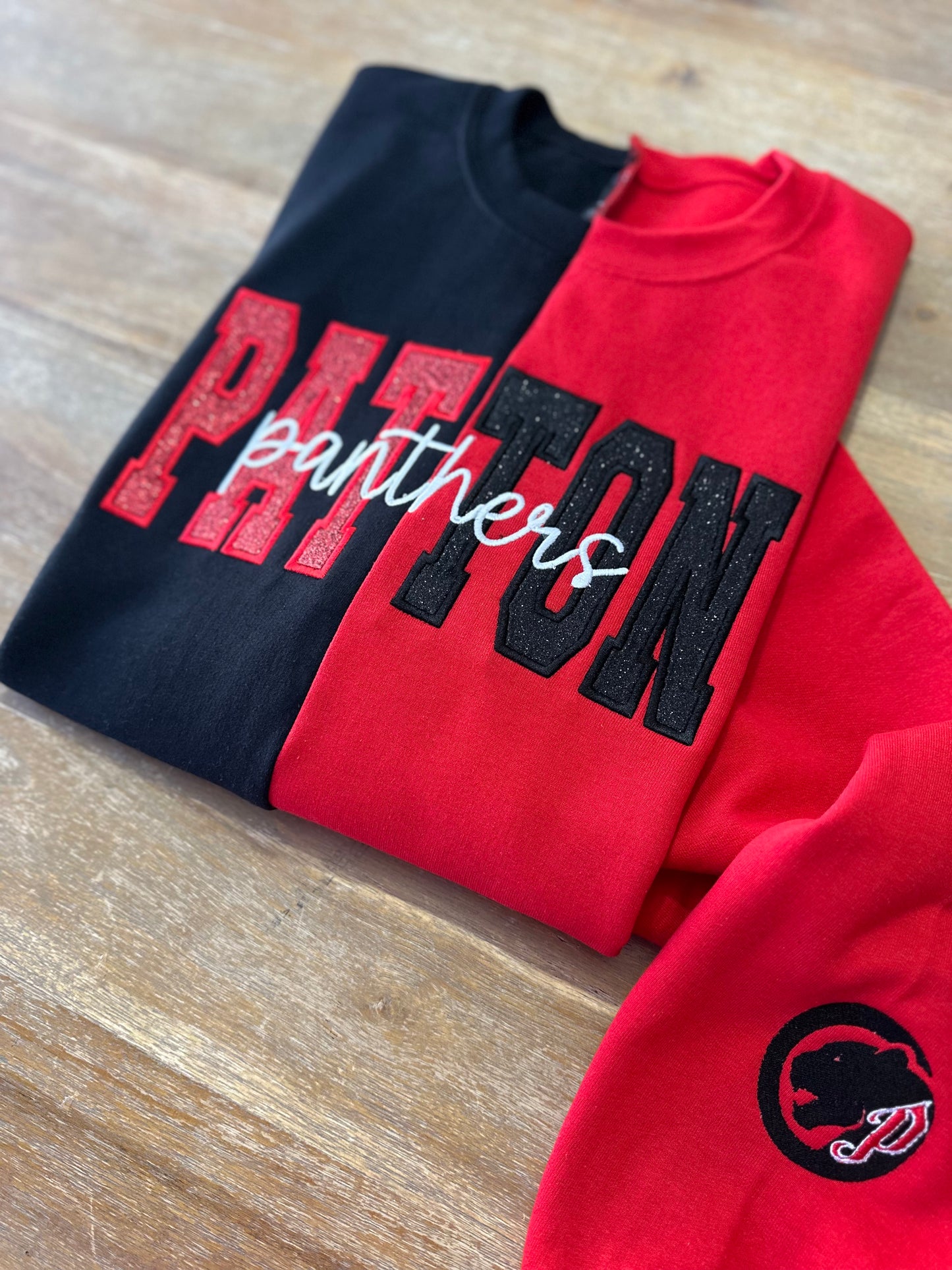 Custom Two Tone Split Embroidered Mascot Sweatshirt