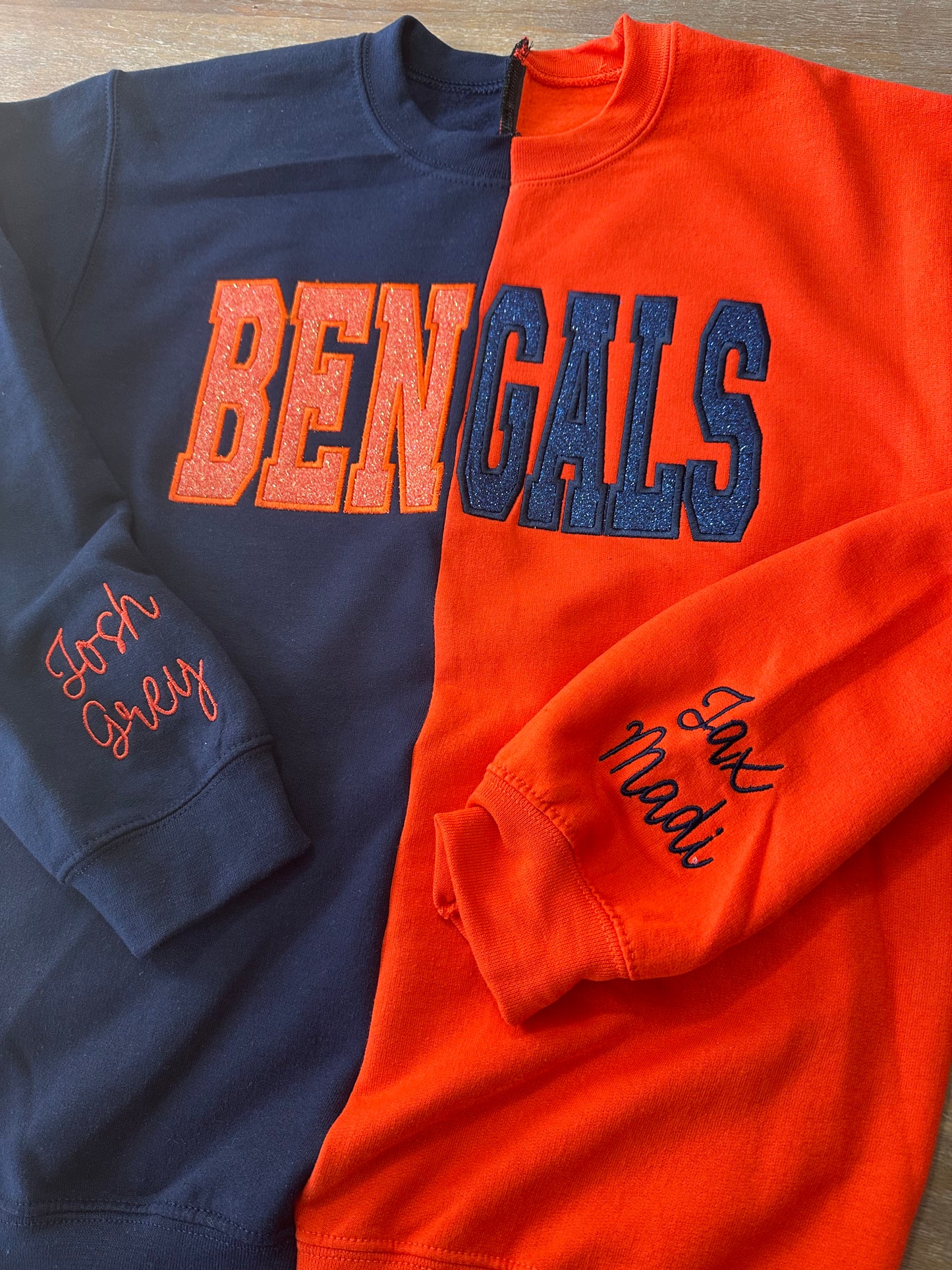 Custom Two Tone Split Embroidered Mascot Sweatshirt