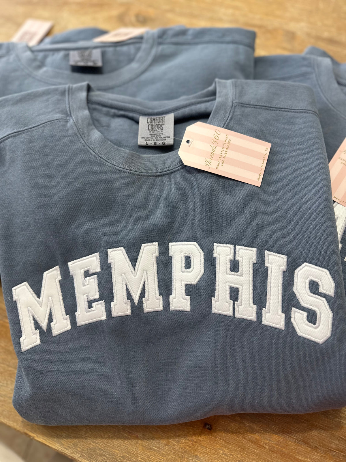 Custom Word Embroidered Heavy Weight Comfort Colors Adult Sweatshirt.
