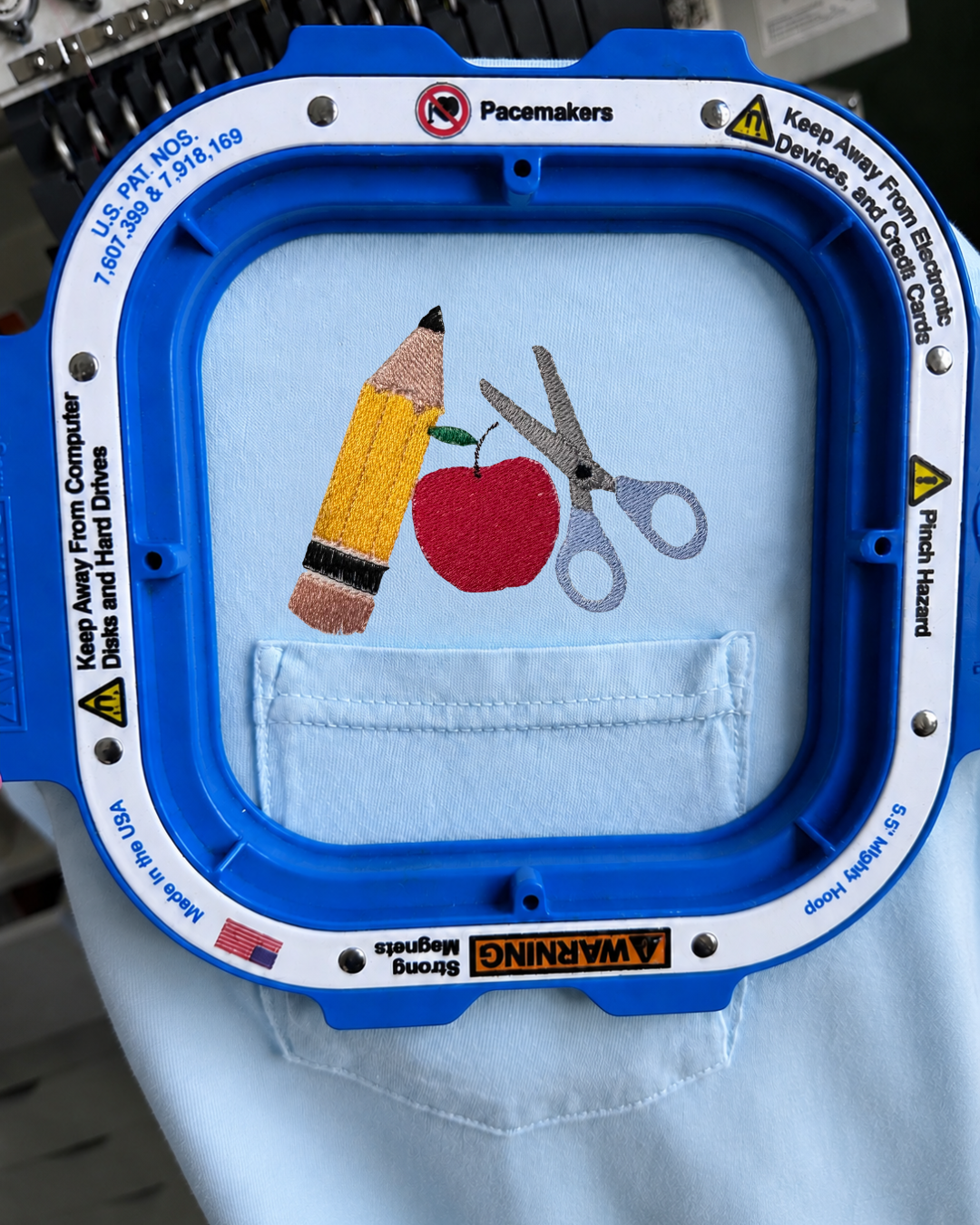 Long Sleeve | Back To School Embroidered | Pencil Apple Scissors Comfort Colors Shirt