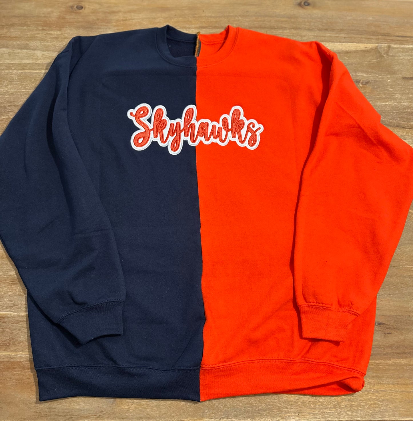 Skyhawks Split Two Tone Orange and Navy Sweater for Her w/Free Shipping