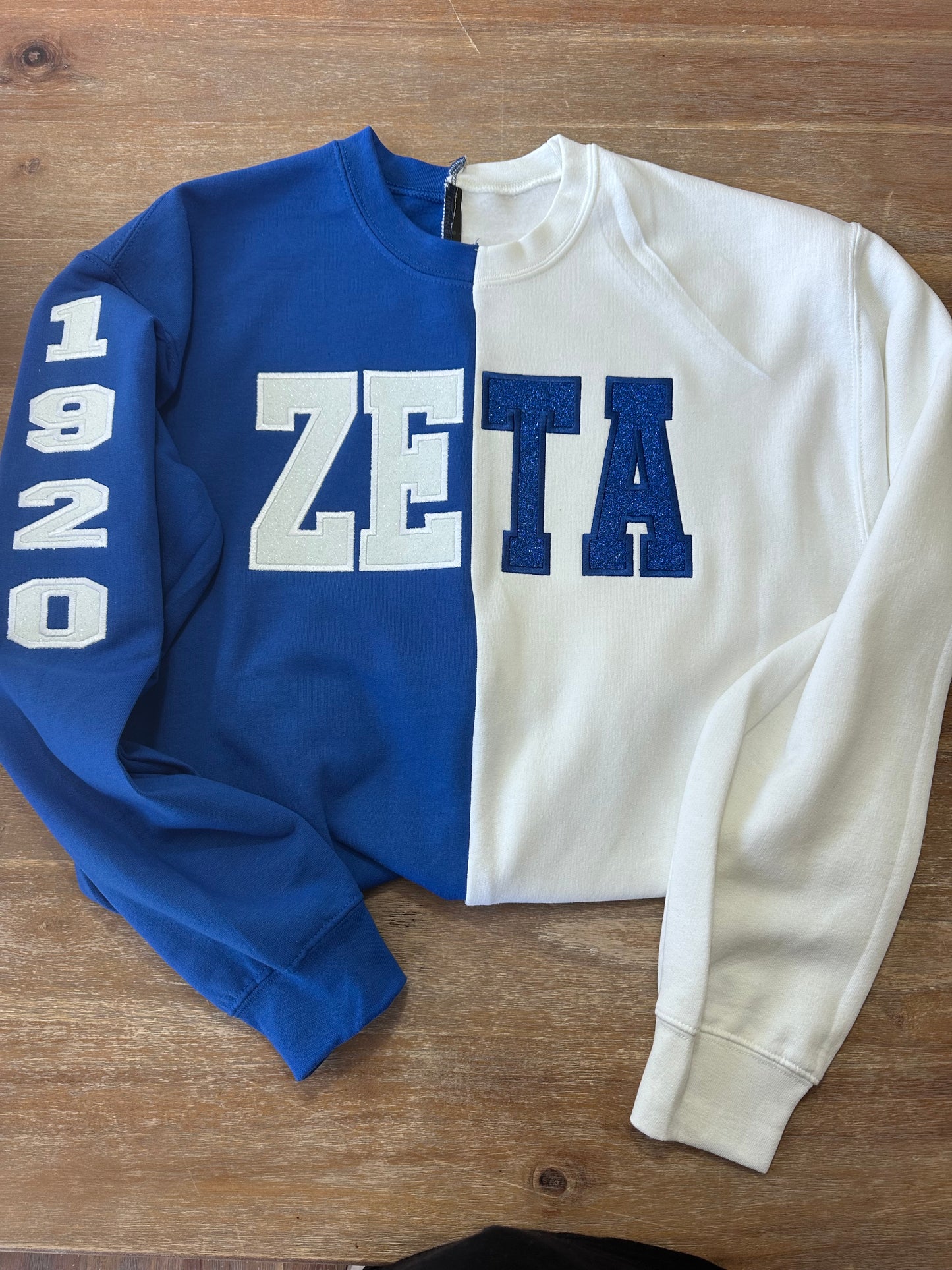 Custom Two Tone Split Embroidered Mascot Sweatshirt