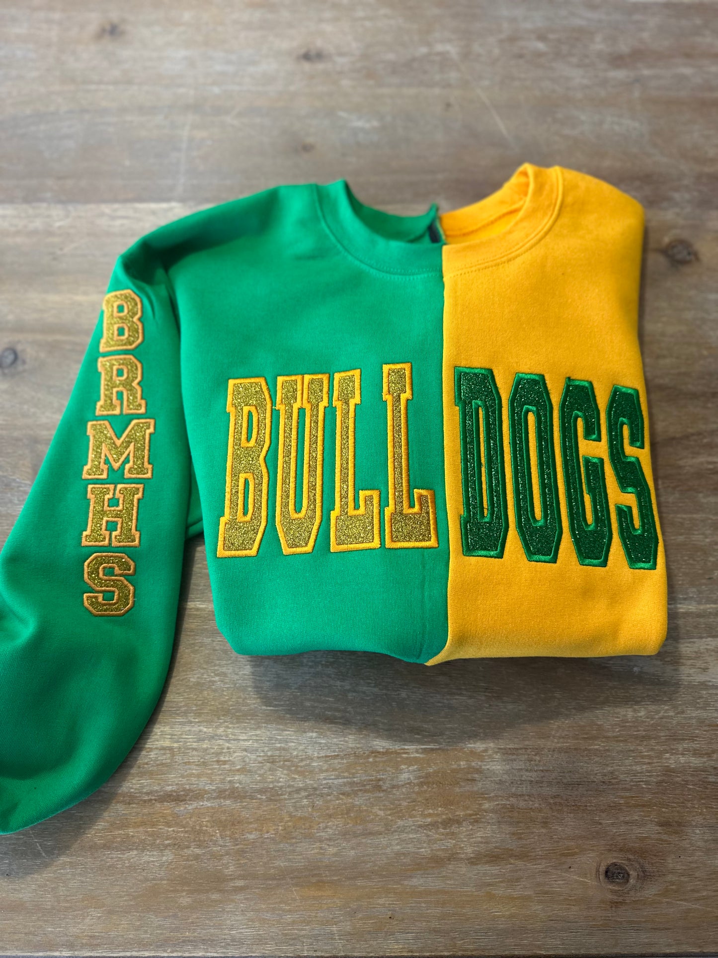 Custom Two Tone Split Embroidered Mascot Sweatshirt