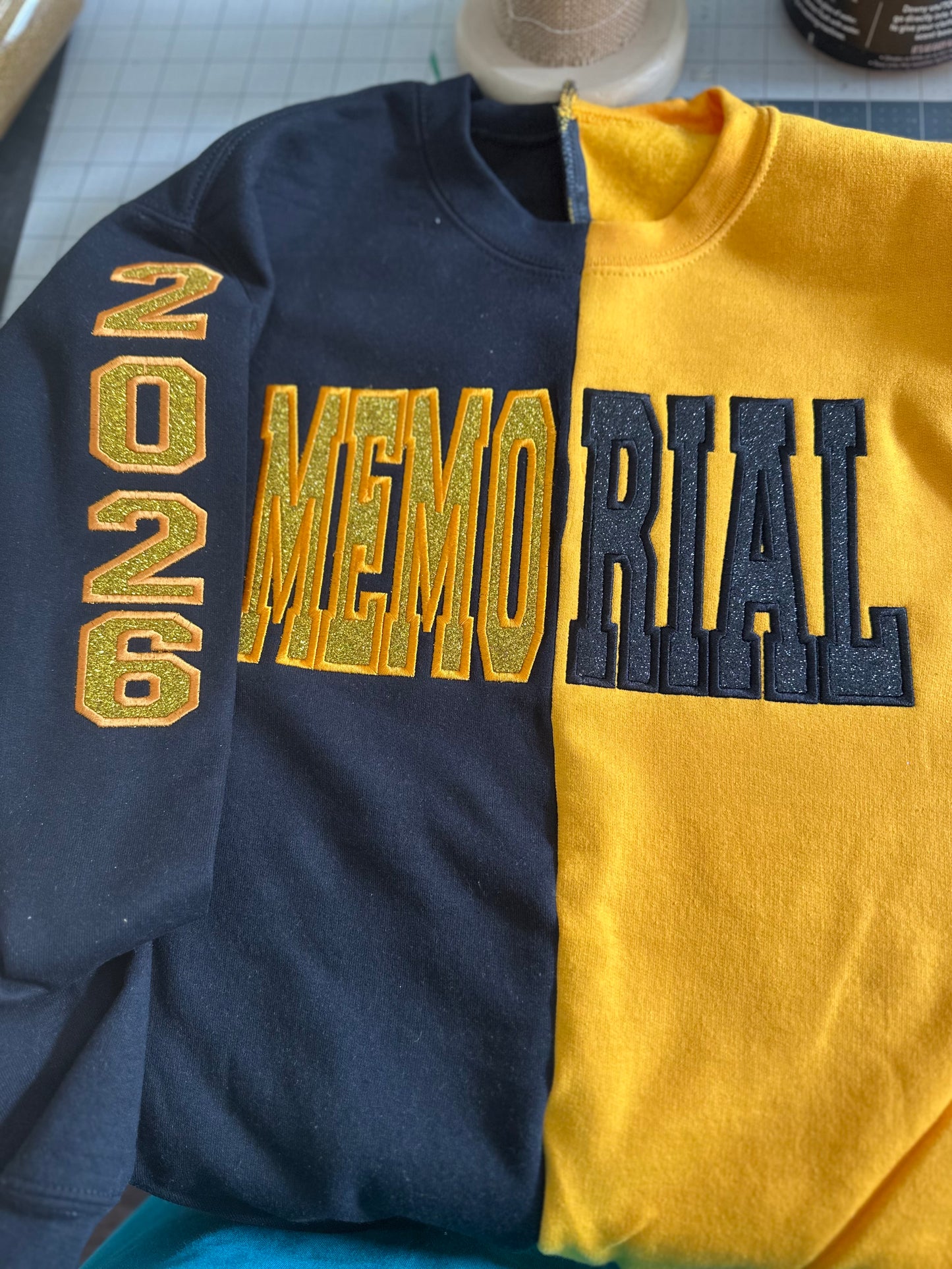 Custom Two Tone Split Embroidered Mascot Sweatshirt