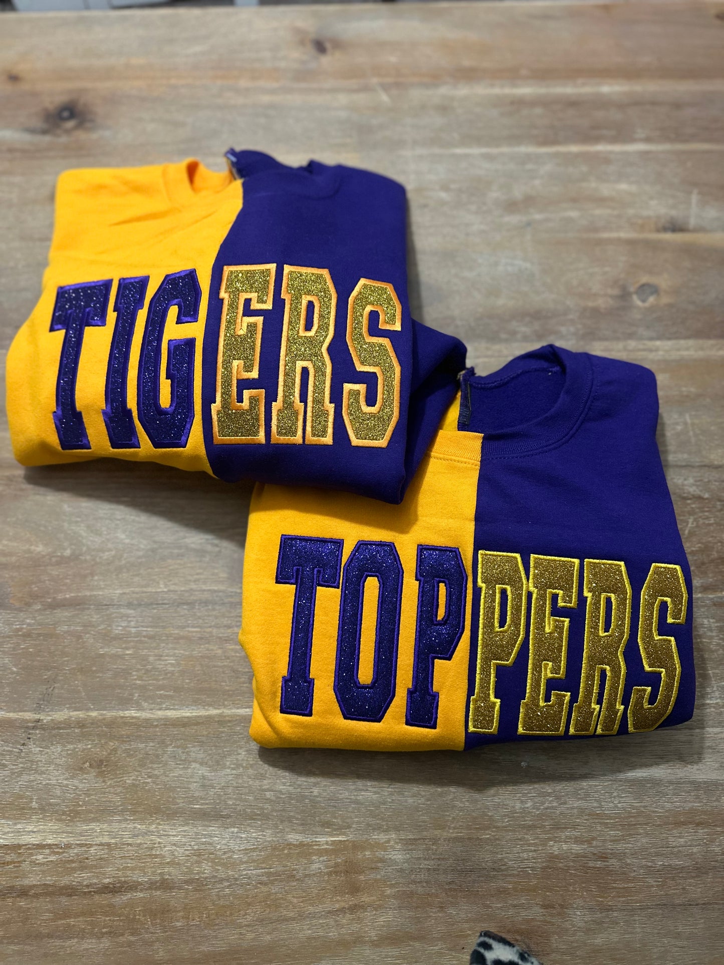 Custom Two Tone Split Embroidered Mascot Sweatshirt
