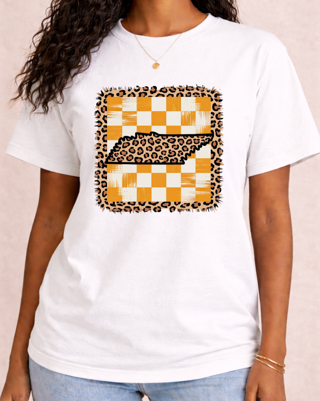 Tennessee Gingham and Leopard -  Comfort Color C1717 Graphic T shirt