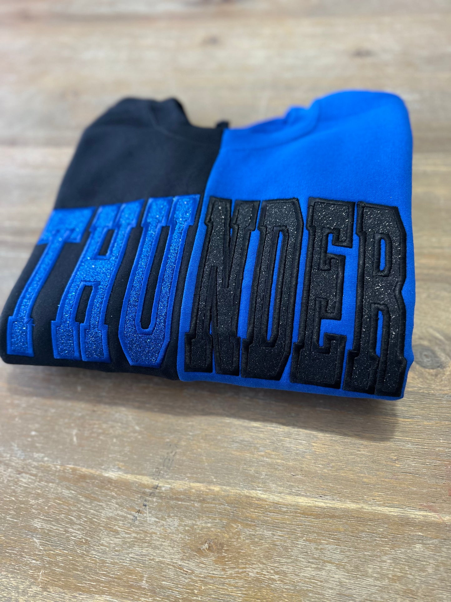 Custom Two Tone Split Embroidered Mascot Sweatshirt