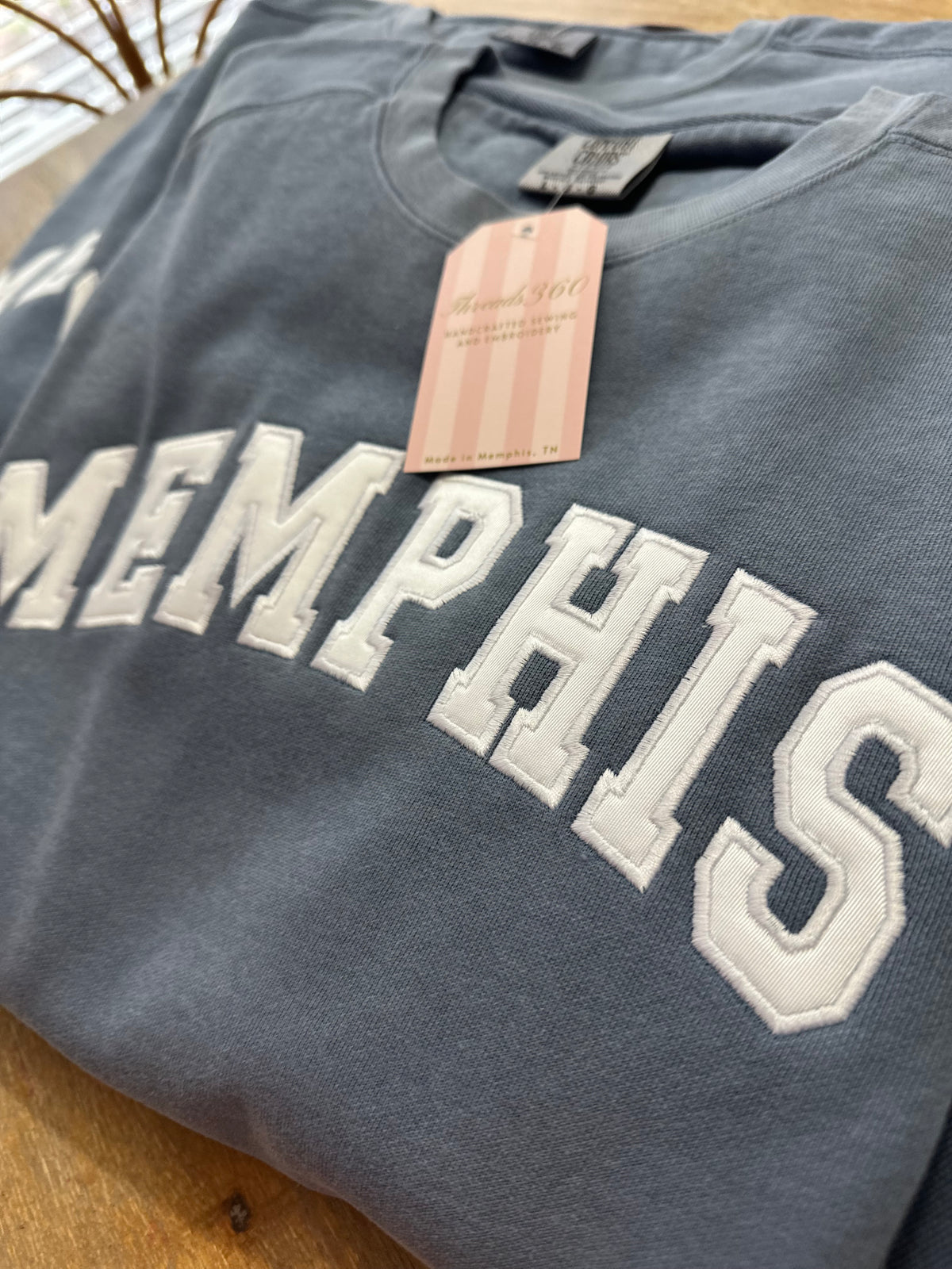 Custom Word Embroidered Heavy Weight Comfort Colors Adult Sweatshirt.