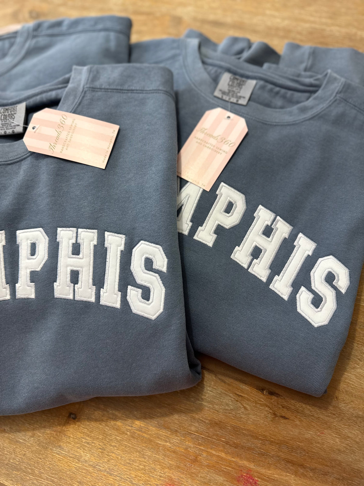 Custom Word Embroidered Heavy Weight Comfort Colors Adult Sweatshirt.