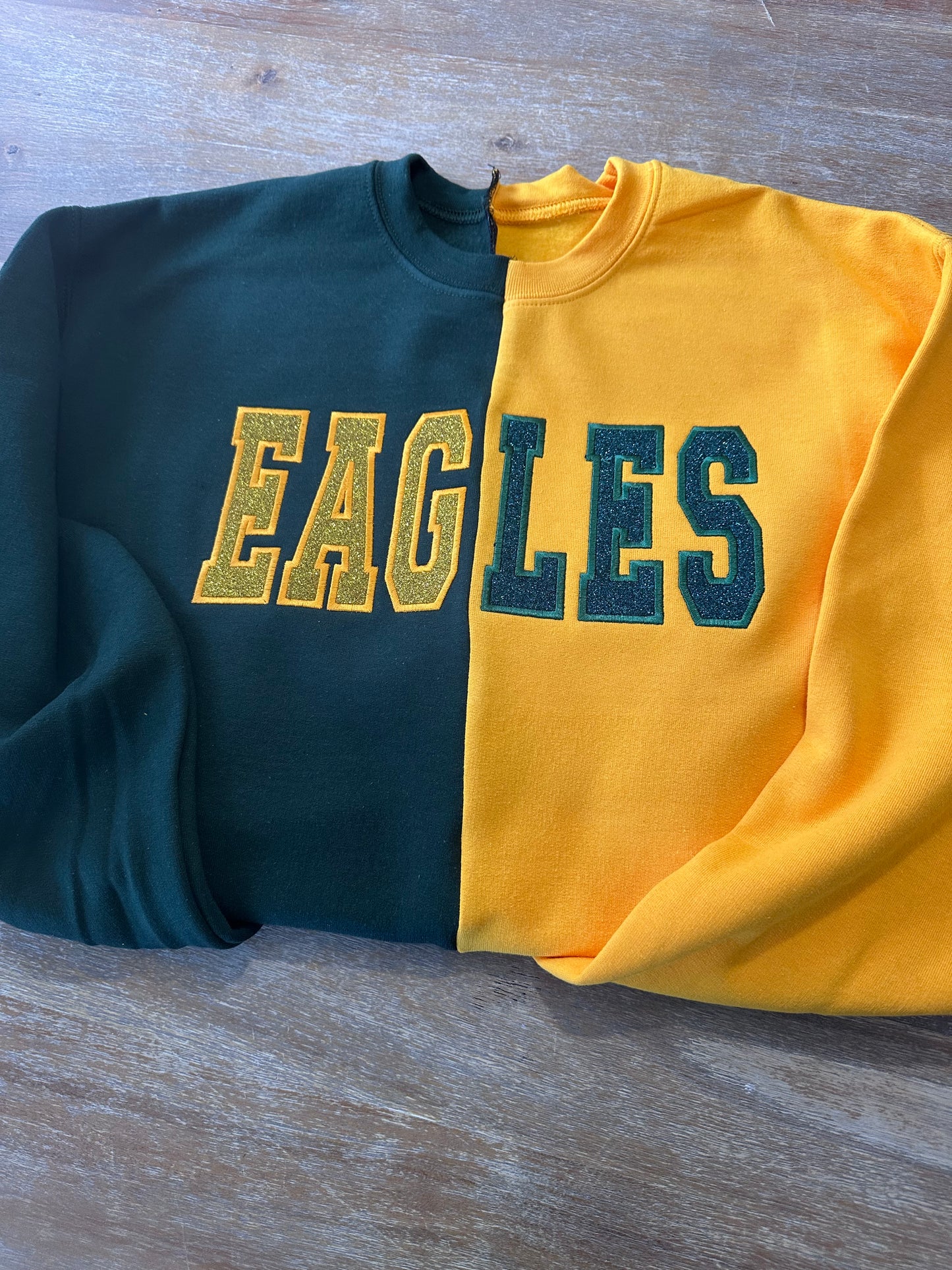 Custom Two Tone Split Embroidered Mascot Sweatshirt