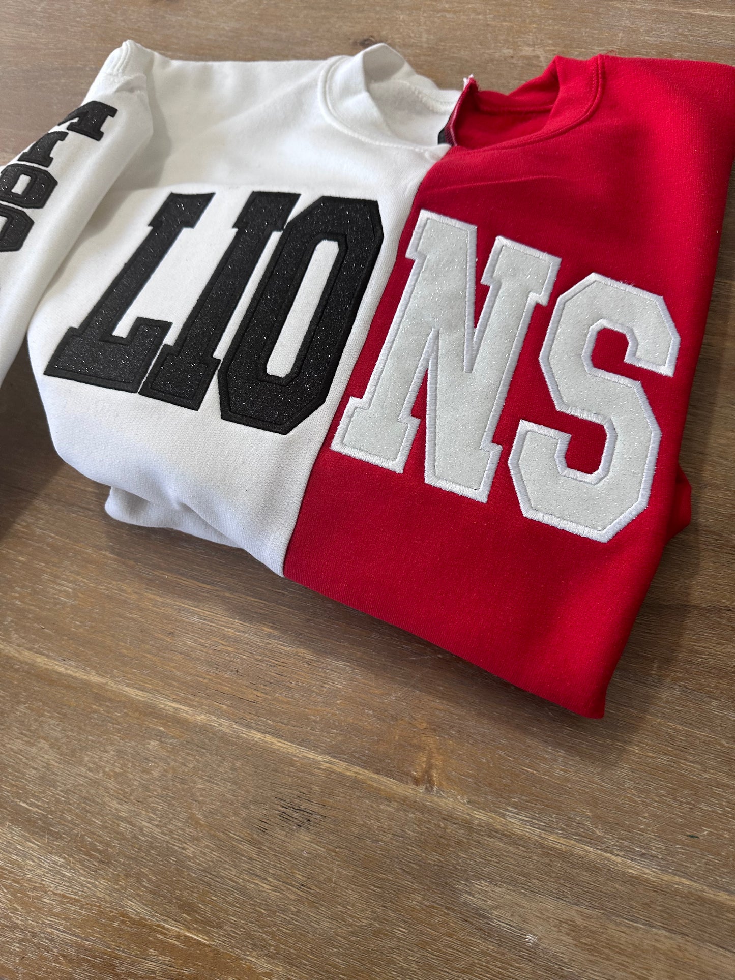Custom Two Tone Split Embroidered Mascot Sweatshirt