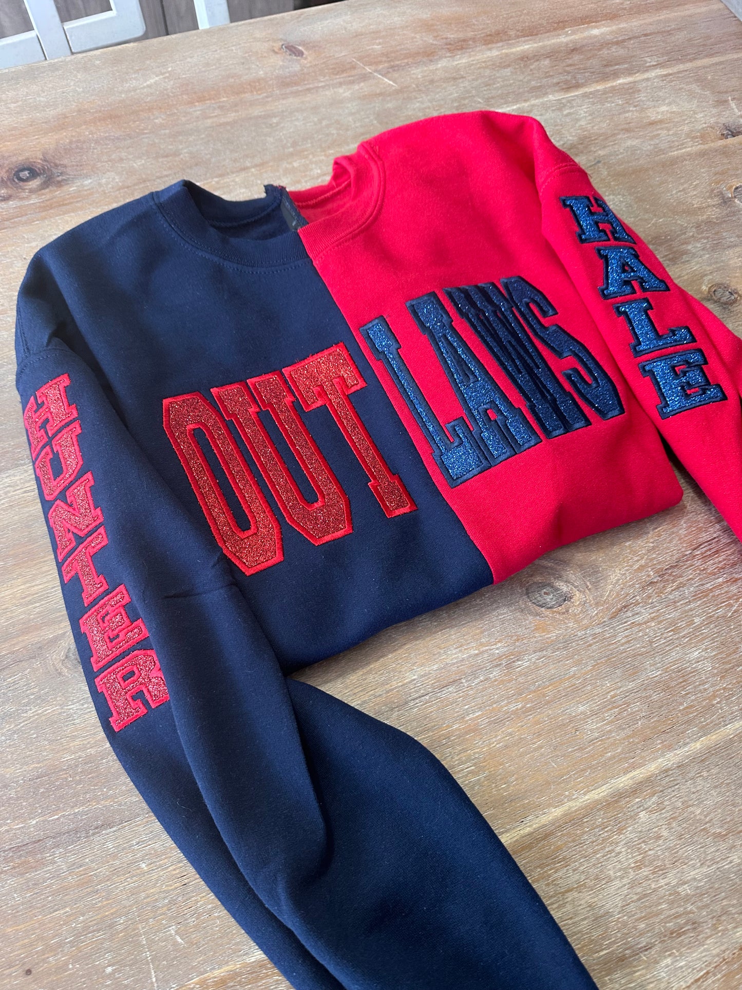 Custom Two Tone Split Embroidered Mascot Sweatshirt