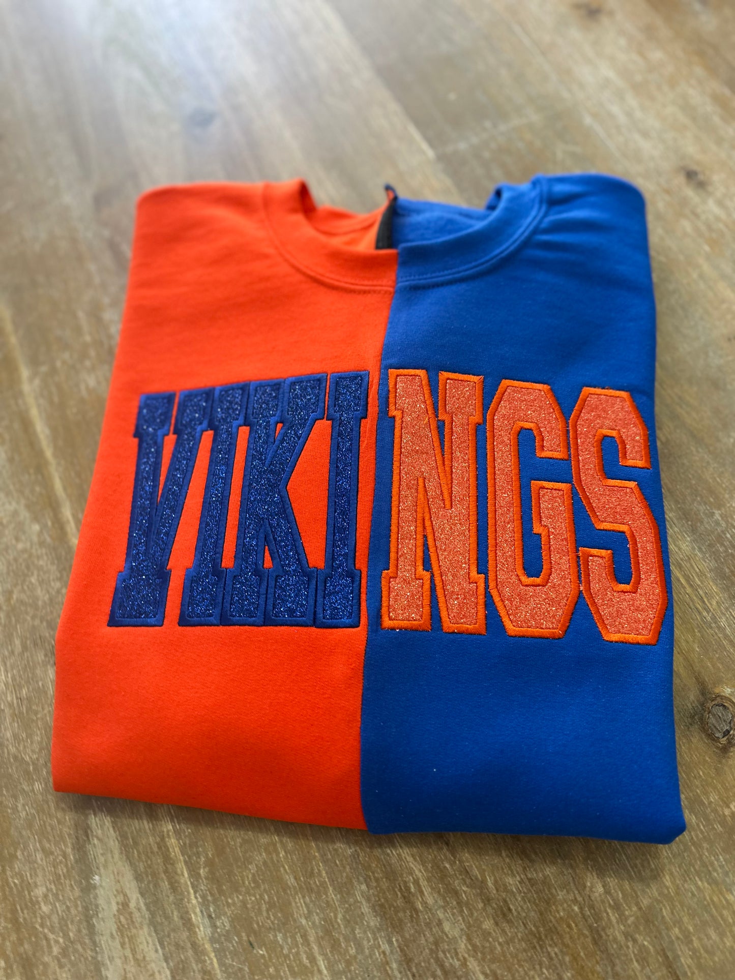 Custom Two Tone Split Embroidered Mascot Sweatshirt