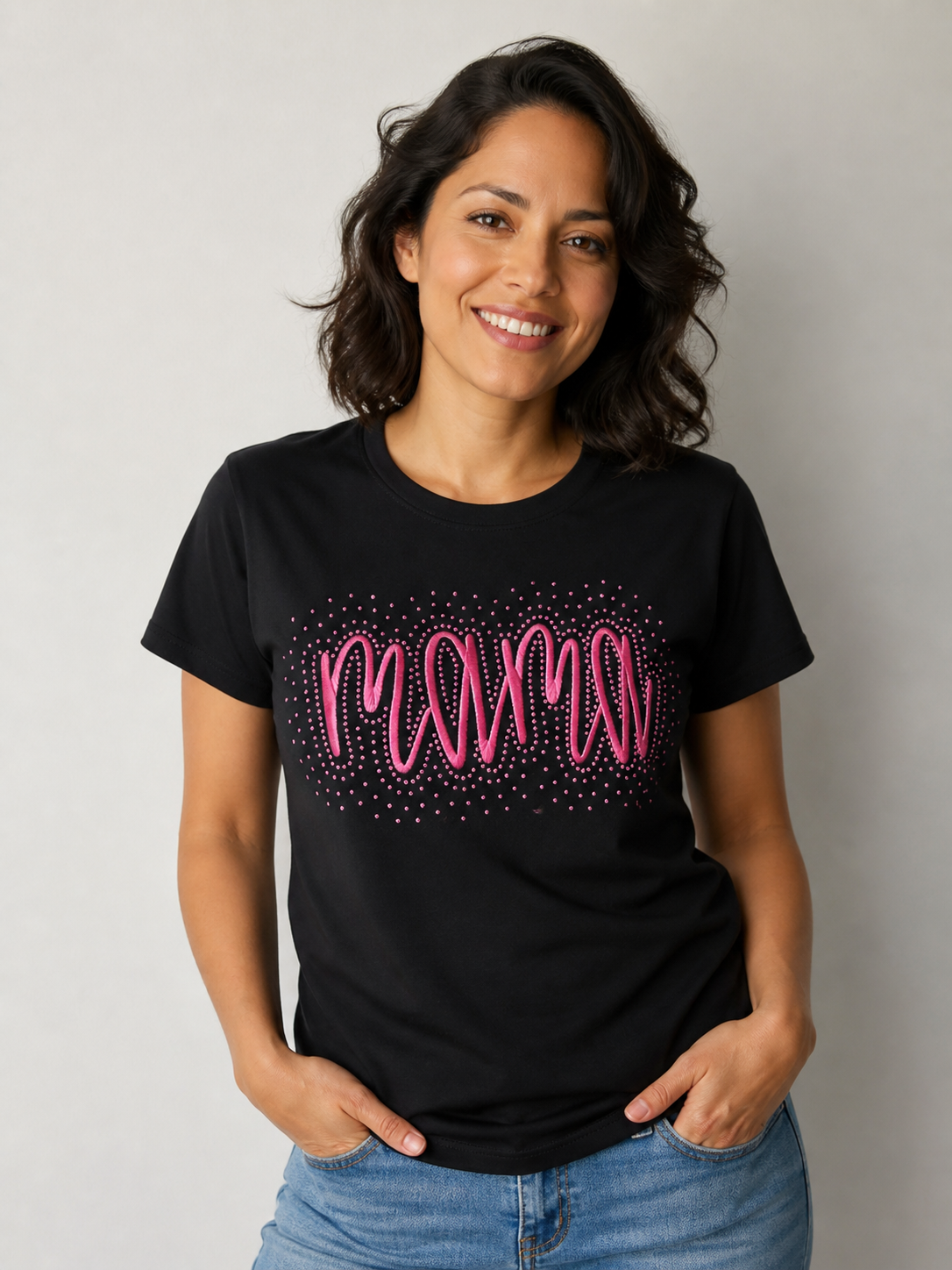 Custom MAMA Embroidered Bling Rhinestone Shirt / Sweatshirt
