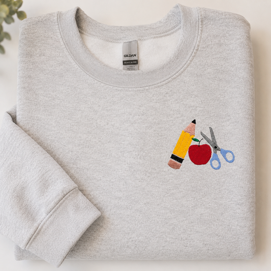 Back To School Embroidered Crewneck Gildan 1800 Sweater
