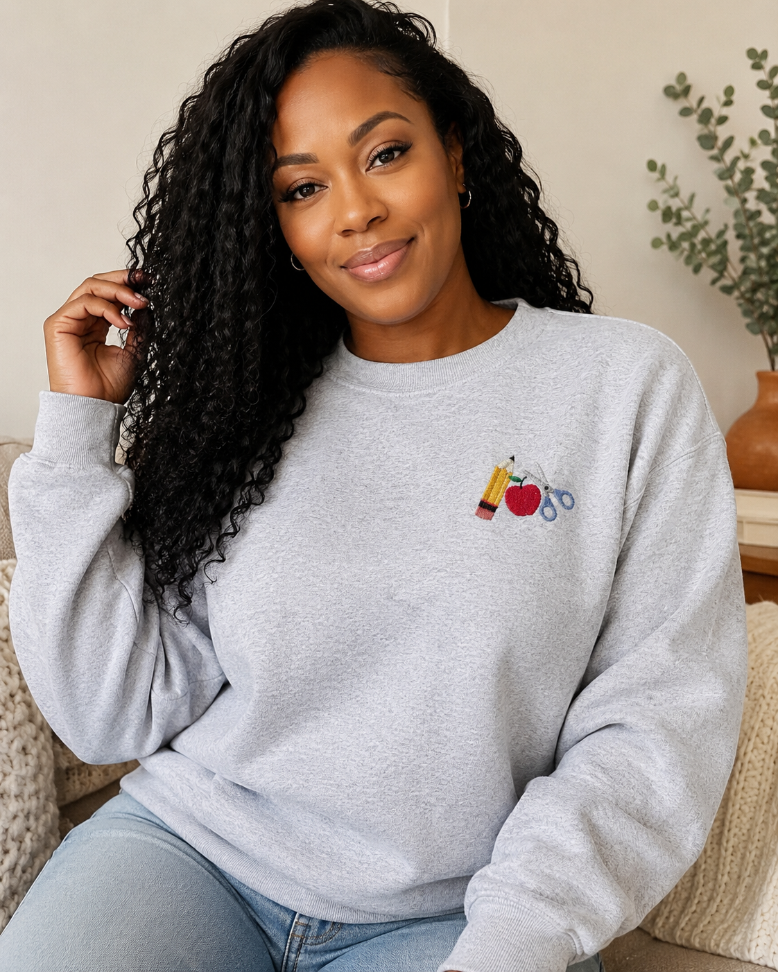 Back To School Embroidered Crewneck Gildan 1800 Sweater