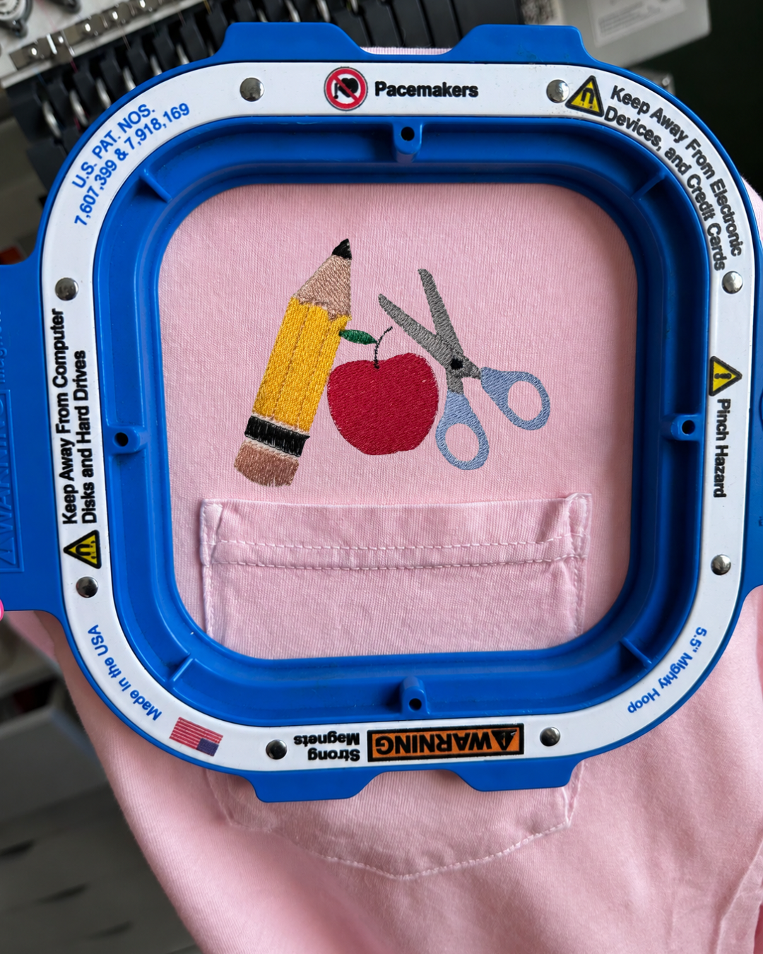 Back To School | Apple Pencil Scissors | Adult Short Sleeve Comfort Colors Pocket T Shirt