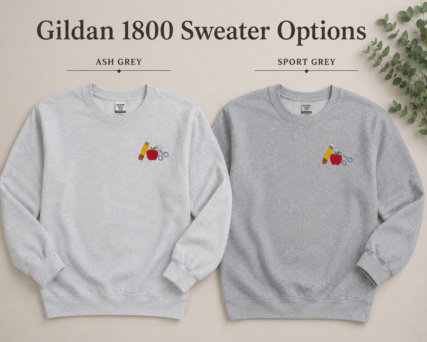 Back To School Embroidered Crewneck Gildan 1800 Sweater
