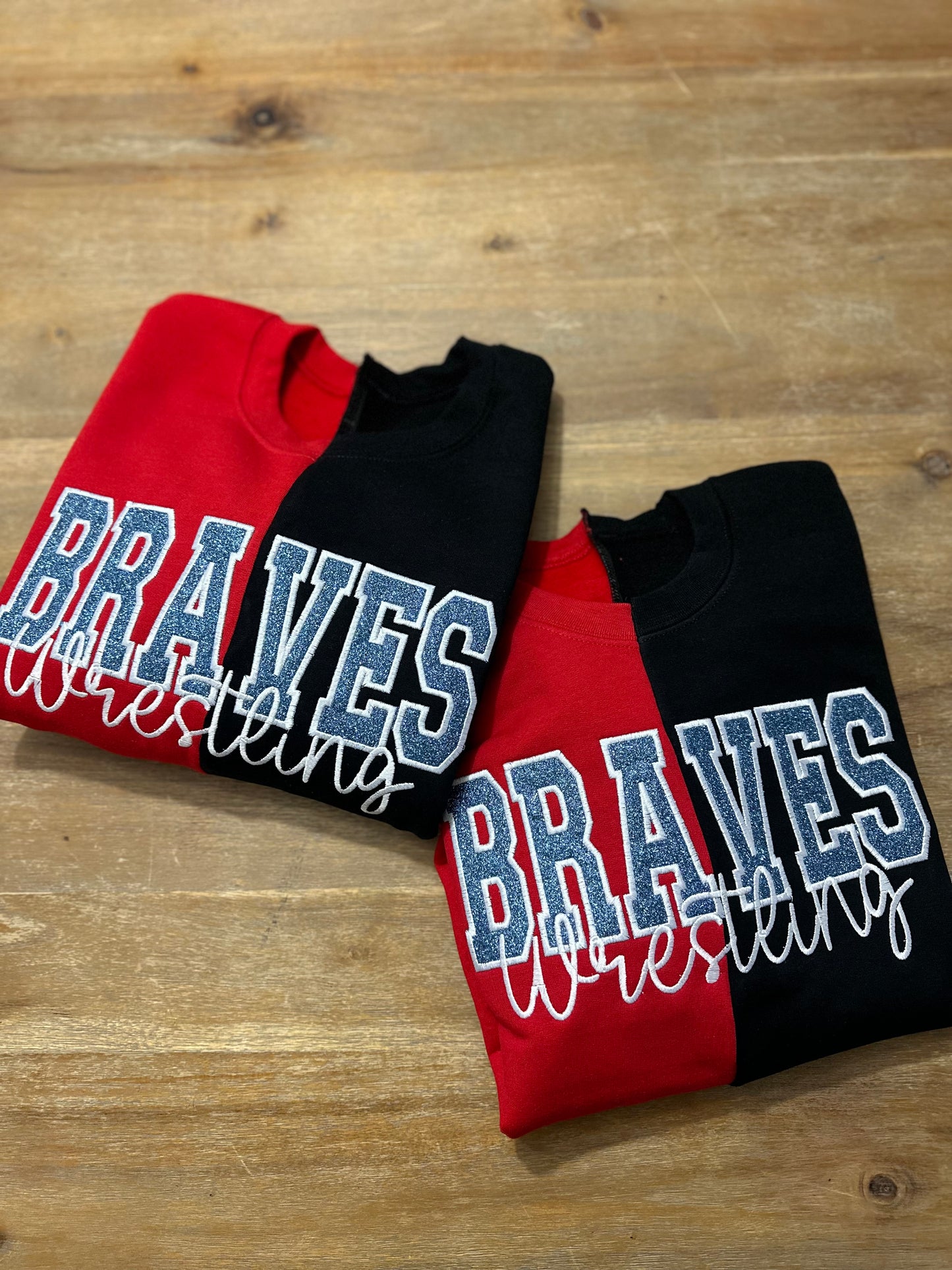 Custom Two Tone Split Embroidered Mascot Sweatshirt