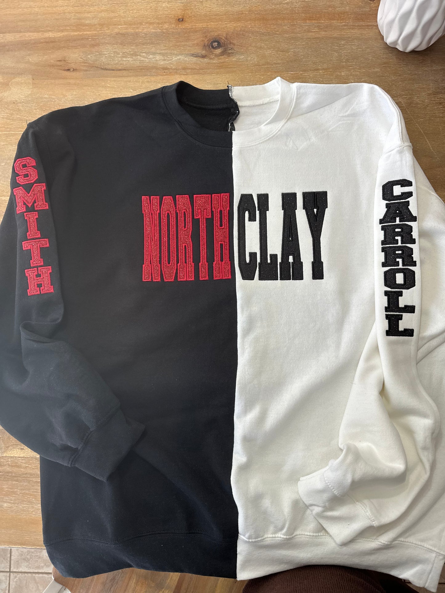 Custom Two Tone Split Embroidered Mascot Sweatshirt