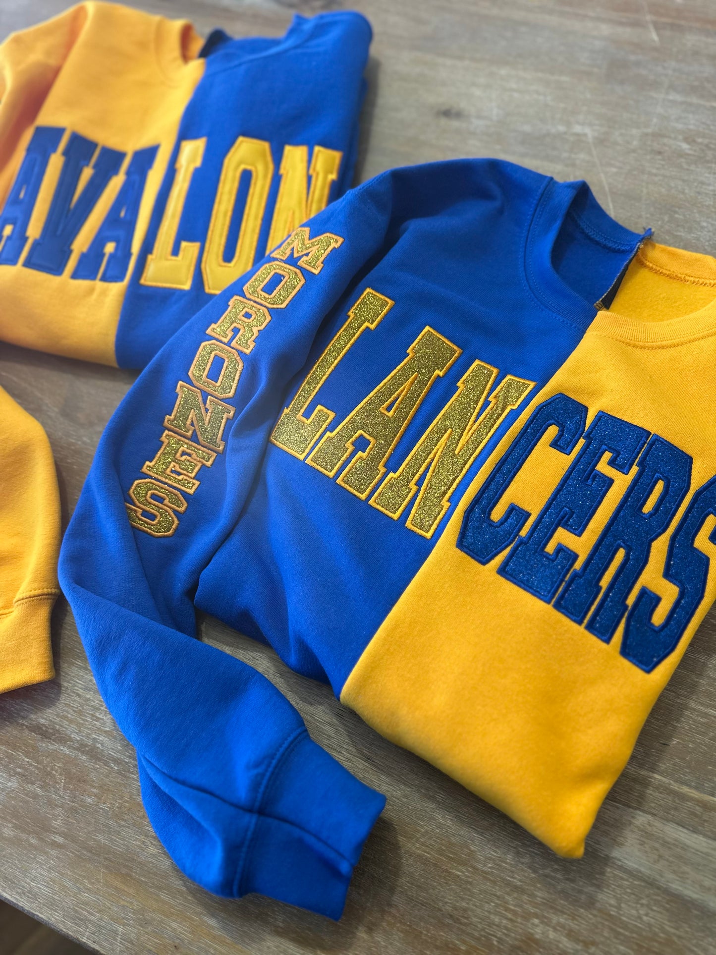 Custom Two Tone Split Embroidered Mascot Sweatshirt