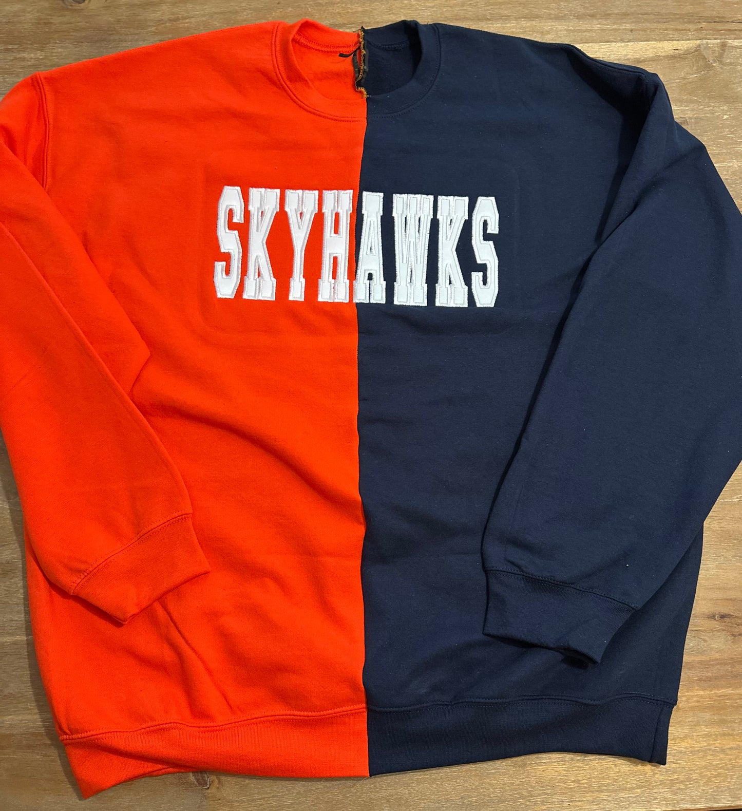 Skyhawks Split Orange / Navy Two Tone Sweater w/ FREE SHIPPING