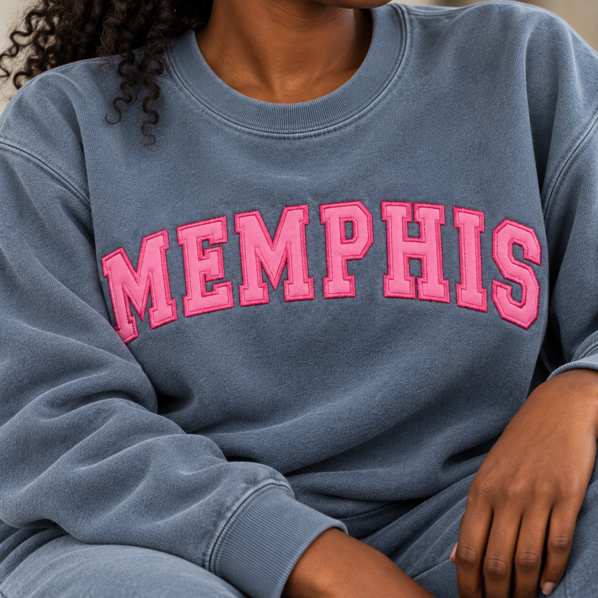 Custom Word Embroidered Heavy Weight Comfort Colors Adult Sweatshirt.