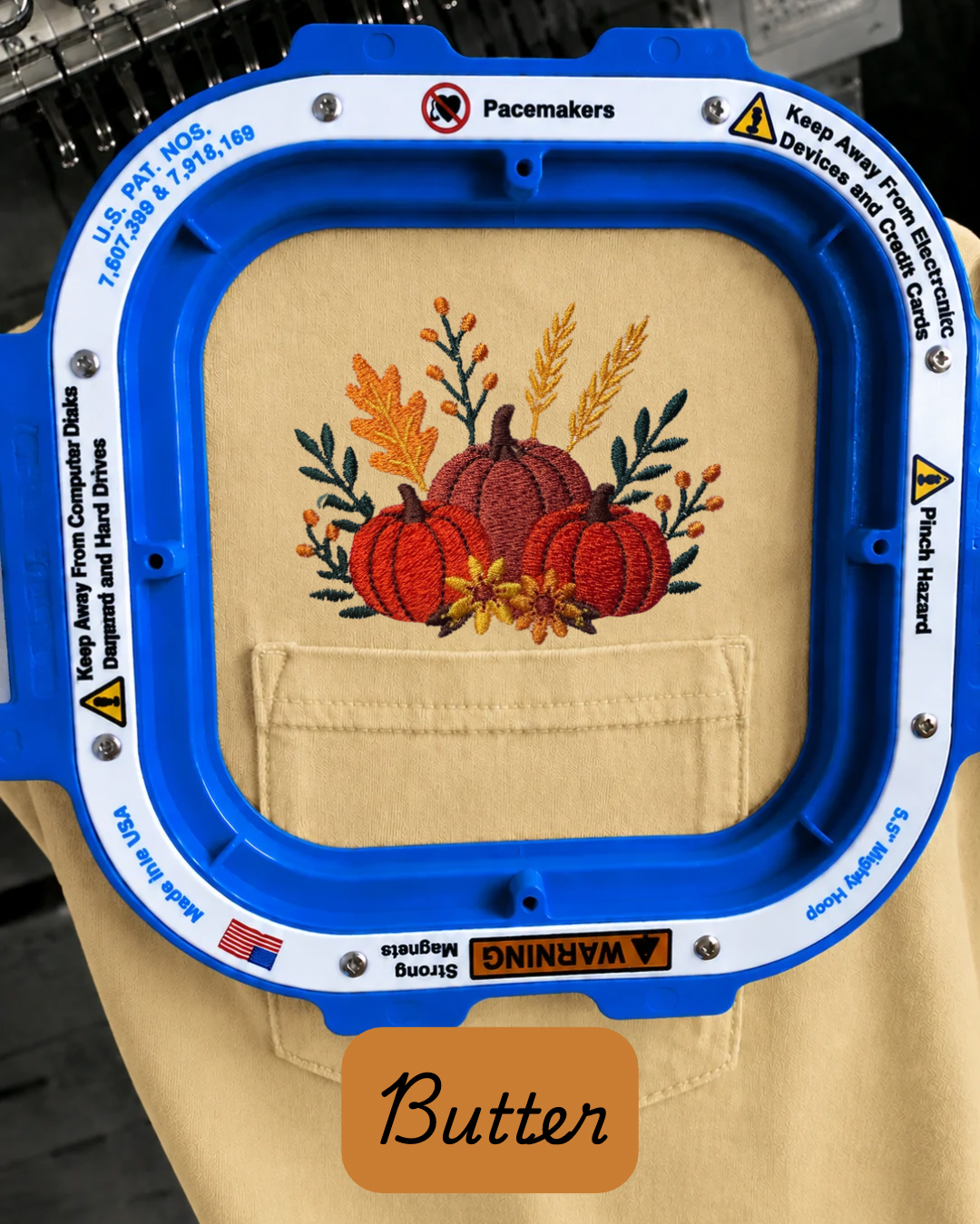 Fall Embroidered Comfort Colors Pumpkin Pocket T Shirt
