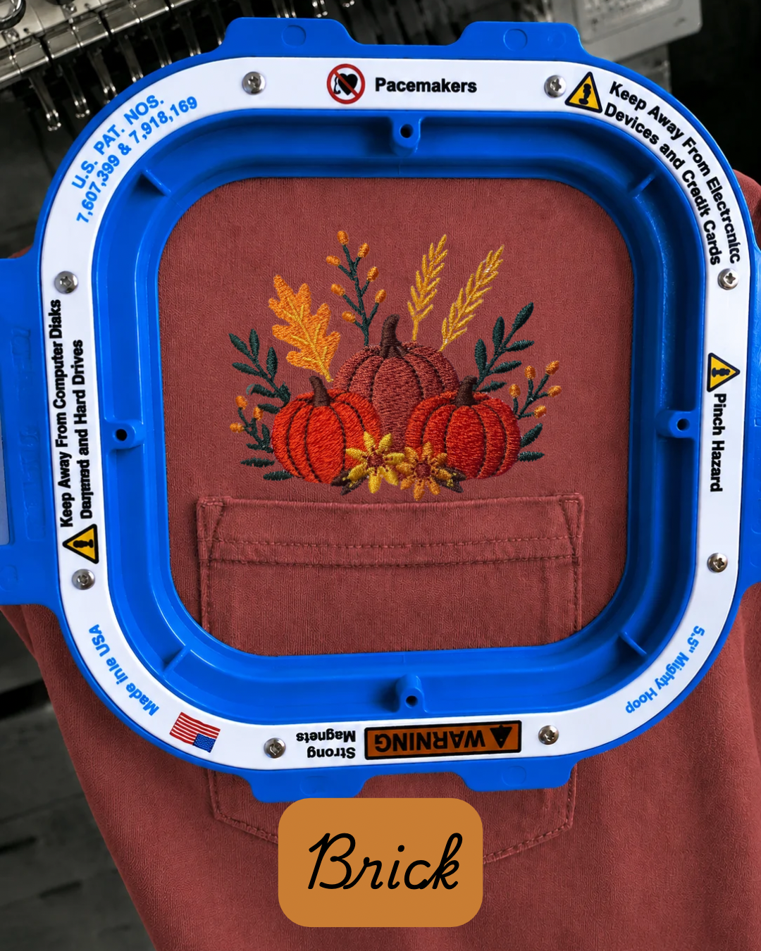 Fall Embroidered Comfort Colors Pumpkin Pocket T Shirt