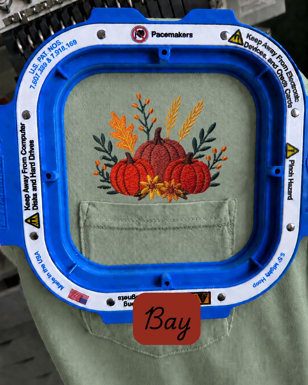 Fall Embroidered Comfort Colors Pumpkin Pocket T Shirt