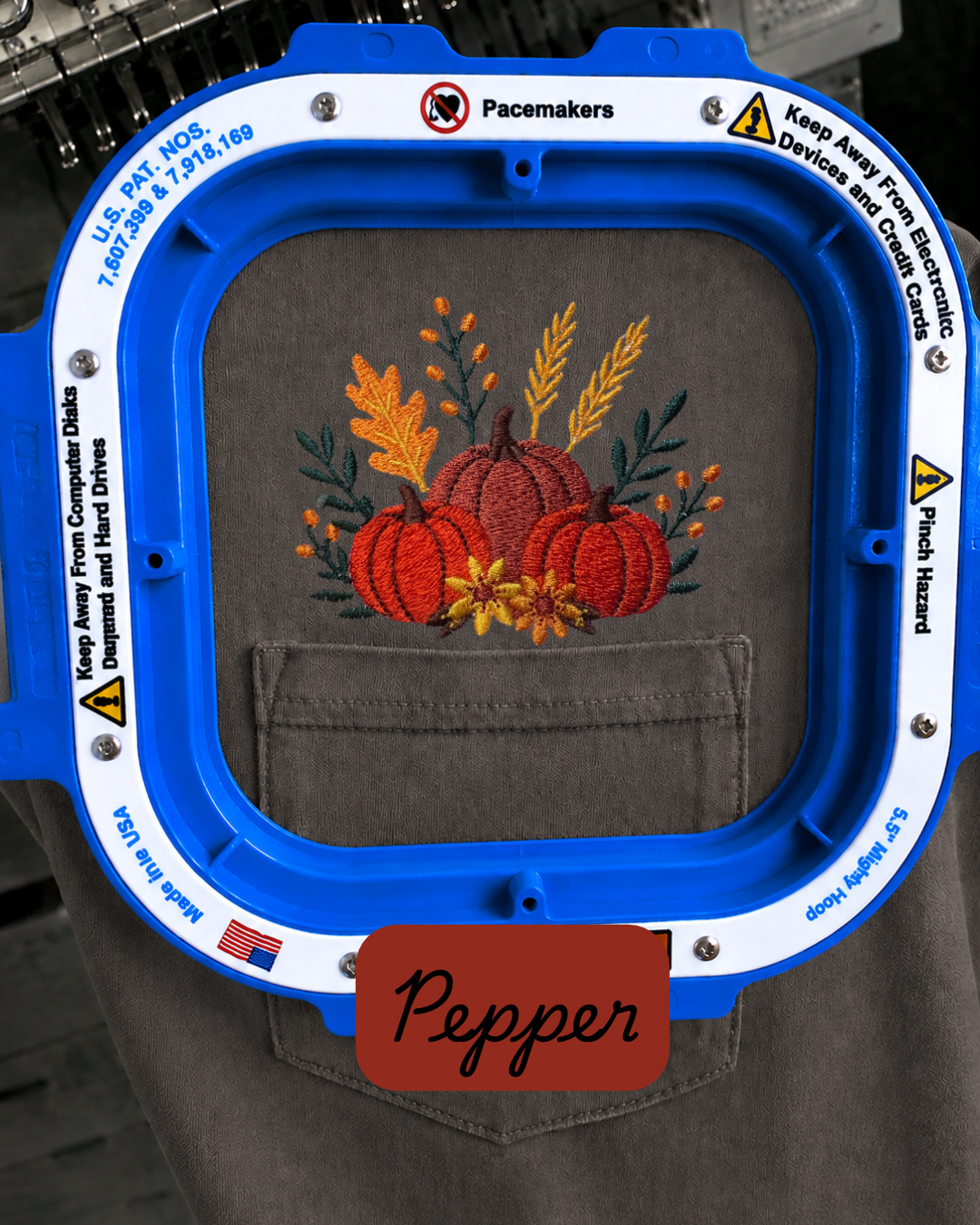 Fall Embroidered Comfort Colors Pumpkin Pocket T Shirt