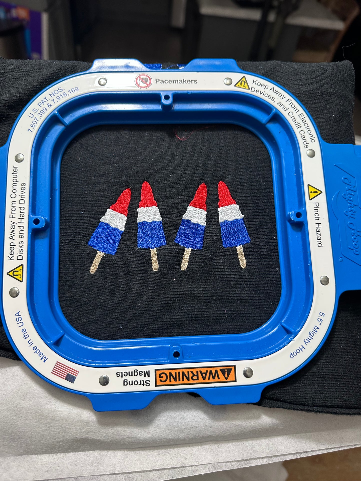 Red, White, and Blue Embroidered Frozen Pop Comfort Color Pocket T
