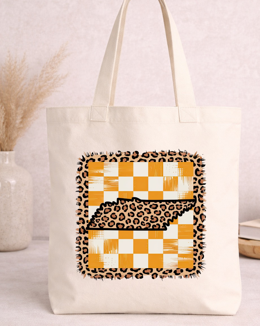 State of Tennessee Checkered and Leopard Print DTF Transfer Only